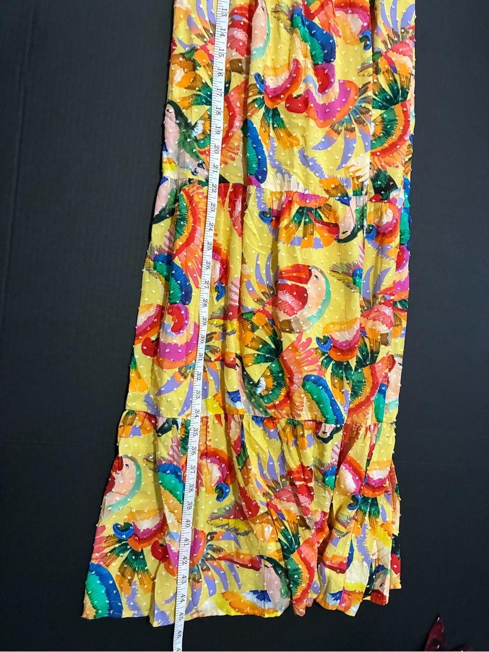 NWT FARM Rio Yellow Tropical Print Tiered Maxi Dress with Multicolor Accents - Picture 6 of 8
